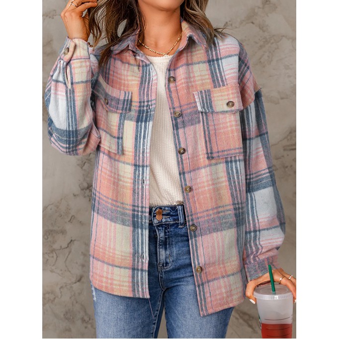 Ladies classic simple plaid coat