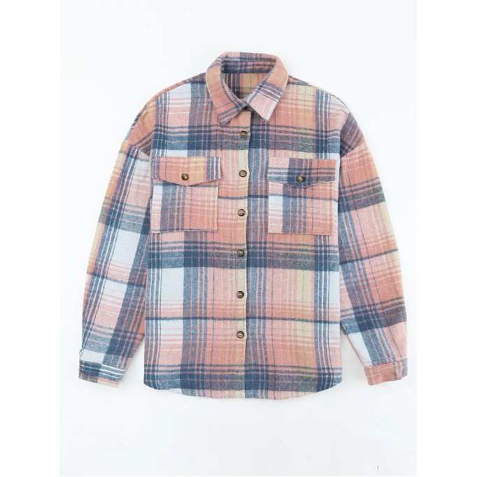 Ladies classic simple plaid coat