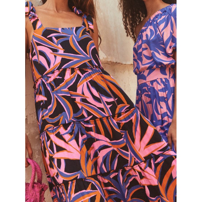 Ladies printed holiday dress with straps printed dress