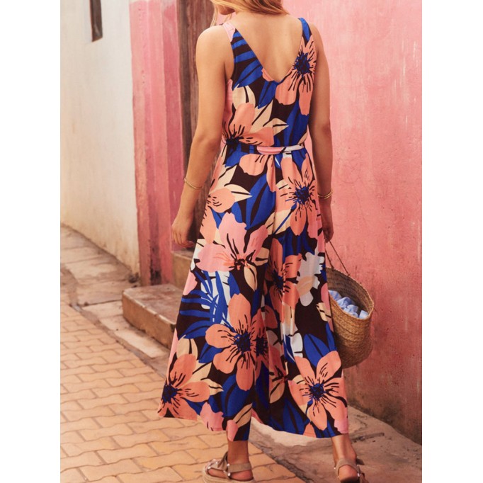 Ladies vacation geometric print loose wide-leg jumpsuits