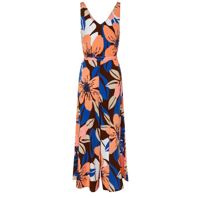 Ladies vacation geometric print loose wide-leg jumpsuits