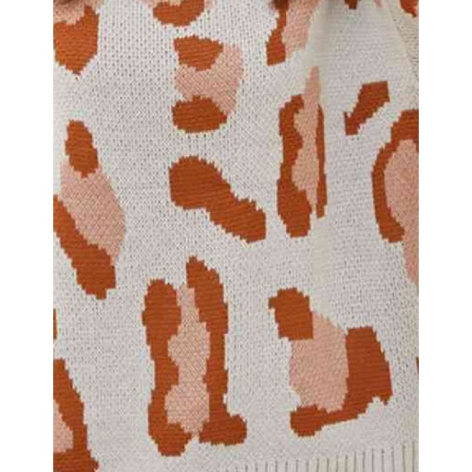 Leopard Mock Neck Dropped Shoulder Sweater