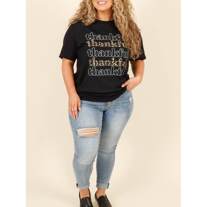Leopard print and white letter T-shirt