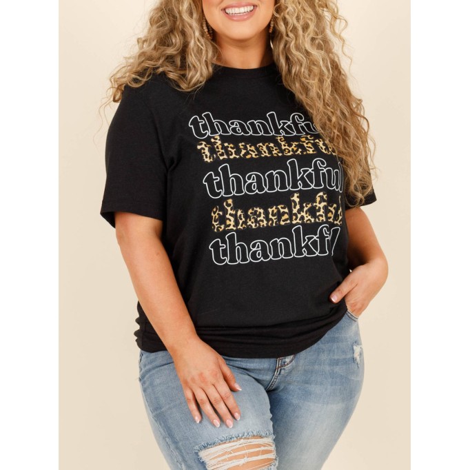 Leopard print and white letter T-shirt
