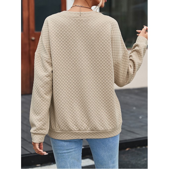 Leopard Splicing Drop Shoulder Zipped Sweatshirt