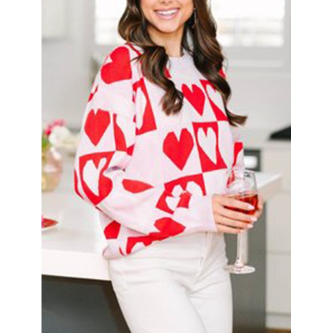 Shine Red Heart Sweater
