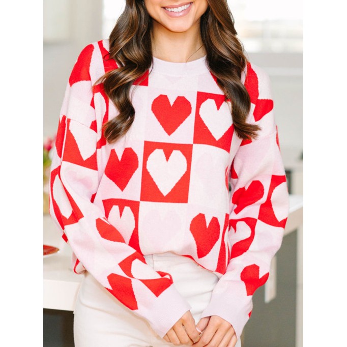 Shine Red Heart Sweater