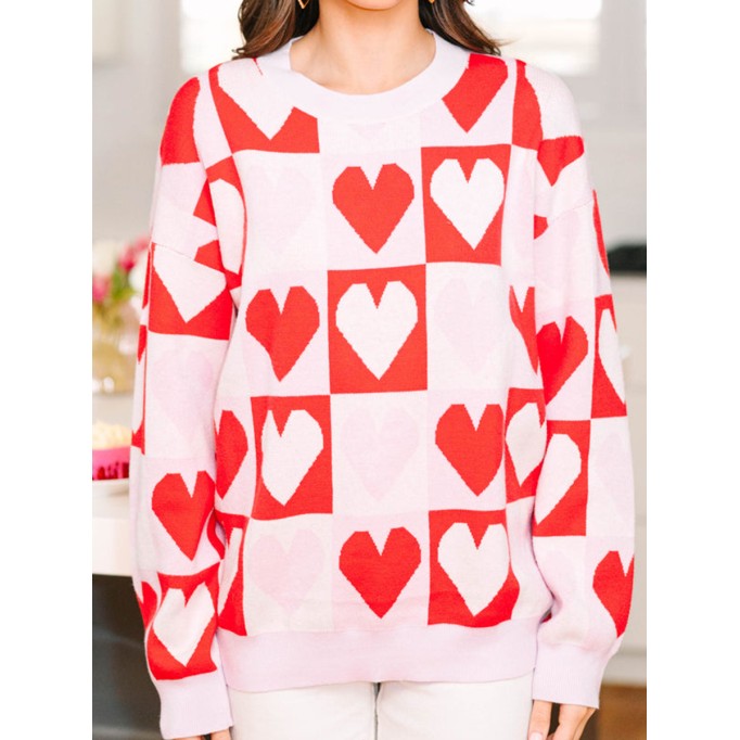Shine Red Heart Sweater