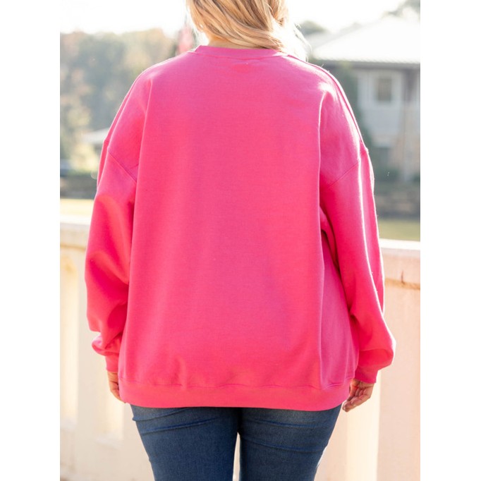 Letter pattern rose red loose Hoodie