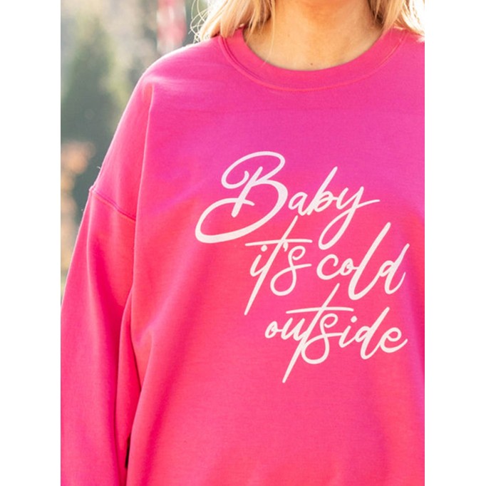 Letter pattern rose red loose Hoodie