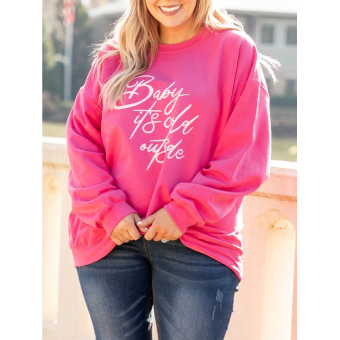 Letter pattern rose red loose Hoodie
