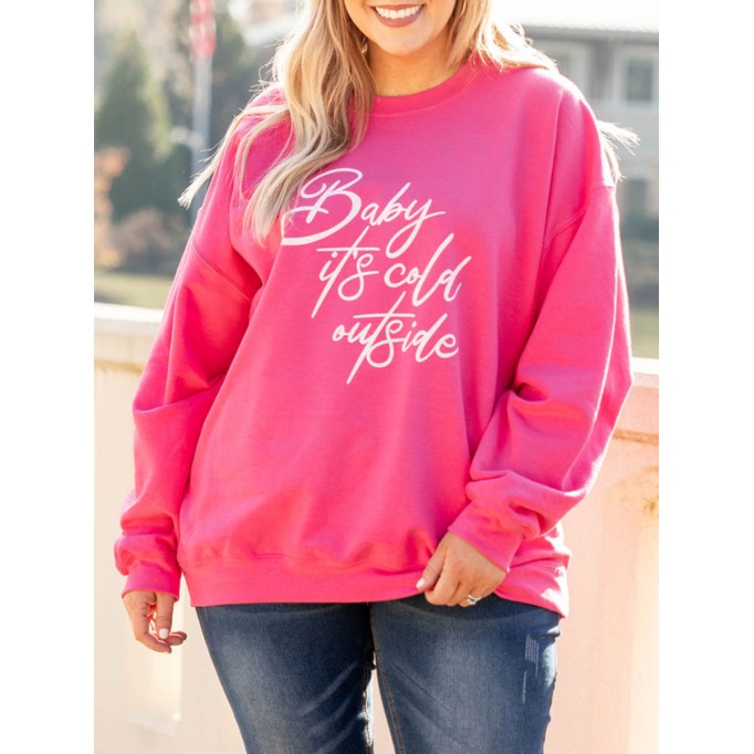 Letter pattern rose red loose Hoodie