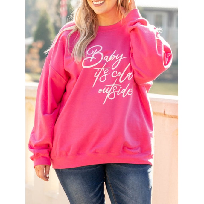 Letter pattern rose red loose Hoodie