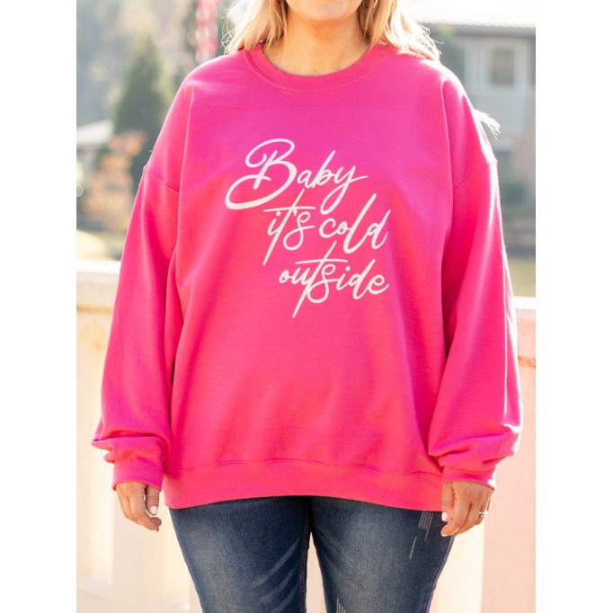 Letter pattern rose red loose Hoodie