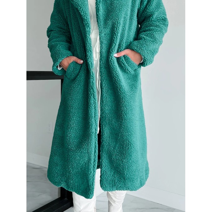 Long green teddy coat