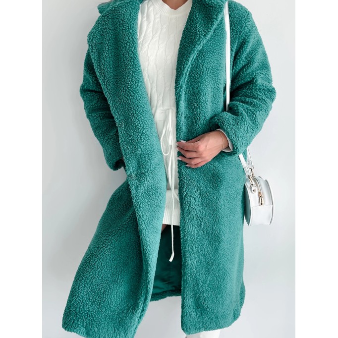 Long green teddy coat