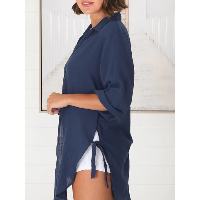 Long sleeve cotton linen shirt