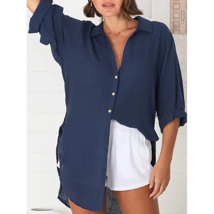 Long sleeve cotton linen shirt
