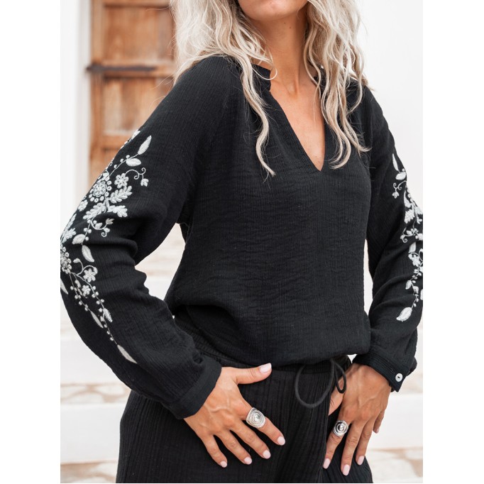 long sleeve embroidered shirt