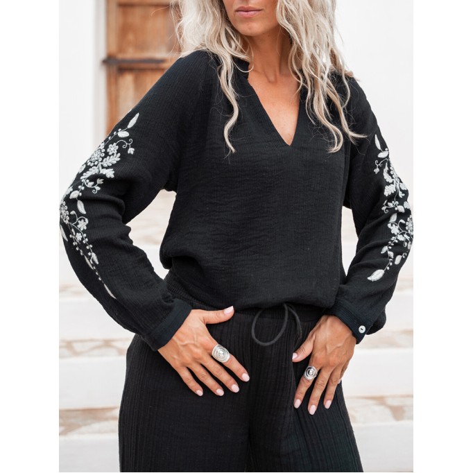 long sleeve embroidered shirt