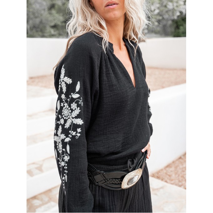 long sleeve embroidered shirt