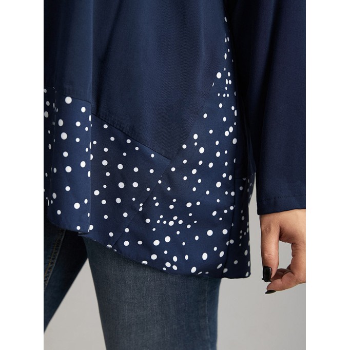 Long sleeve loose polka dot stitching top T-shirt
