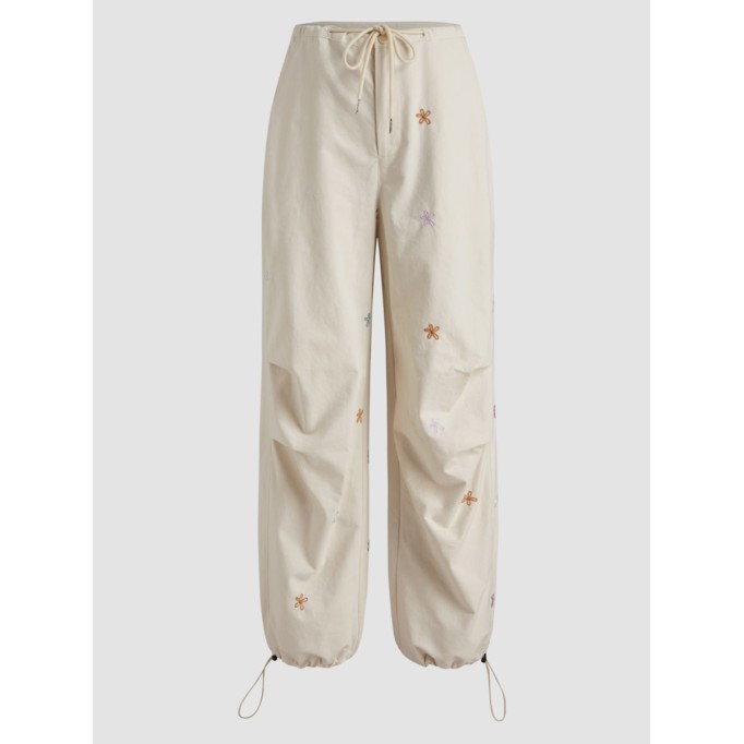 Mid Waist Floral Parachute Jogger Trousers