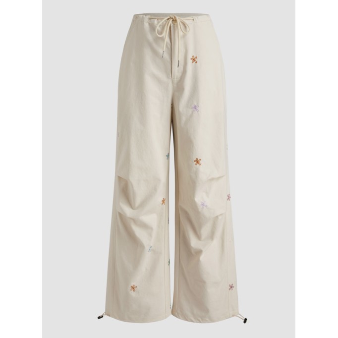 Mid Waist Floral Parachute Jogger Trousers