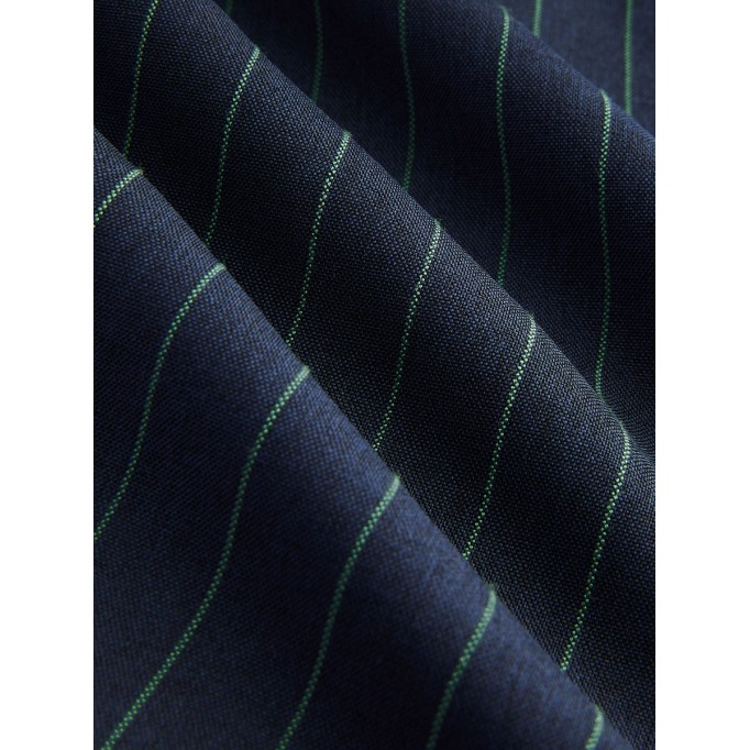 Mid Waist Striped Pleated Button Trousers