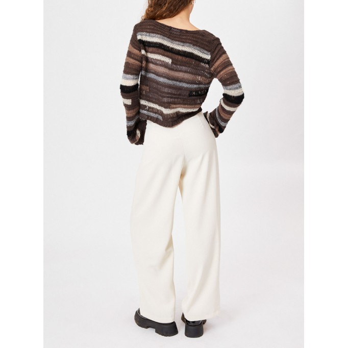 Milk Tea Pleated Wide Leg Trousers