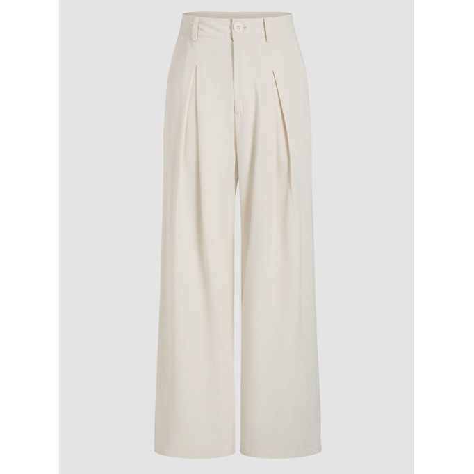 Milk Tea Pleated Wide Leg Trousers