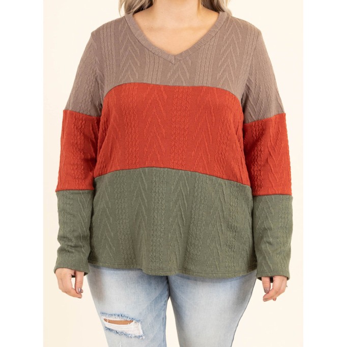 Multi color patchwork jacquard loose knit sweater