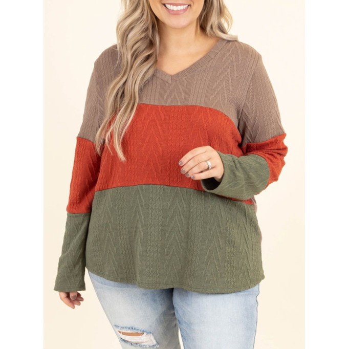 Multi color patchwork jacquard loose knit sweater