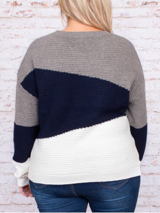 Multi color patchwork loose knit sweater