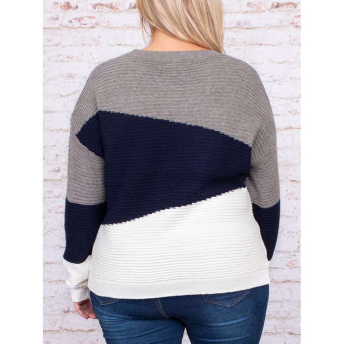 Multi color patchwork loose knit sweater