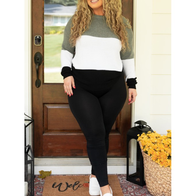 Multi color patchwork loose knit sweater