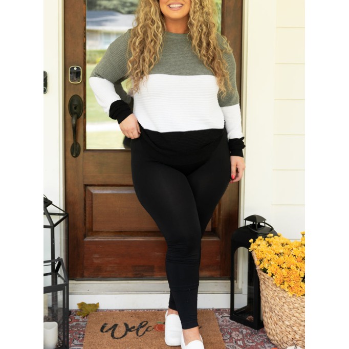Multi color patchwork loose knit sweater