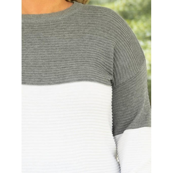 Multi color patchwork loose knit sweater