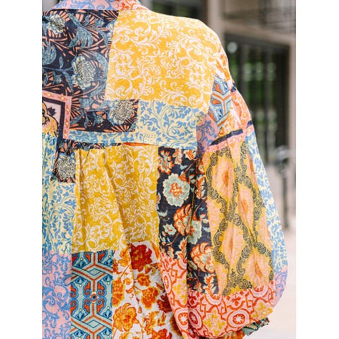 Mustard Yellow Mixed Print Blouse