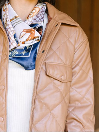 Brown Faux Leather Puffer