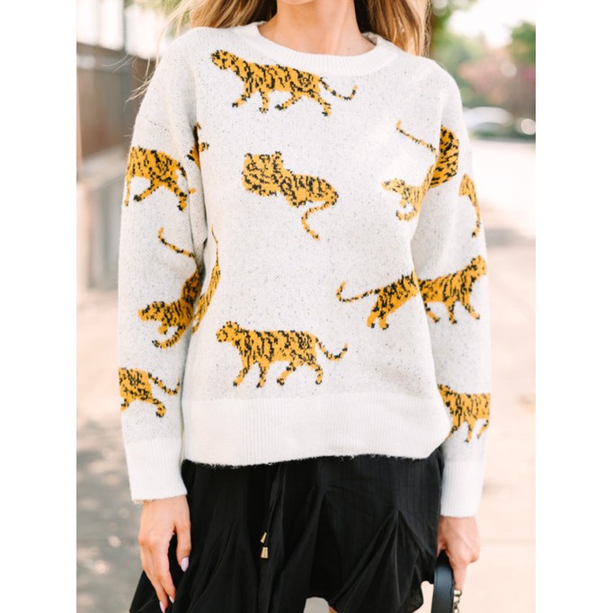 Ivory White Tiger Sweater
