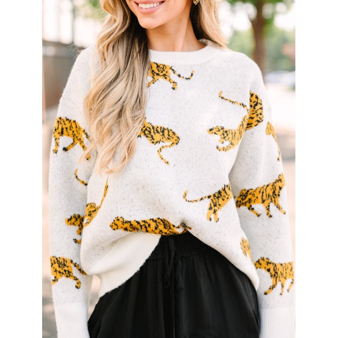 Ivory White Tiger Sweater
