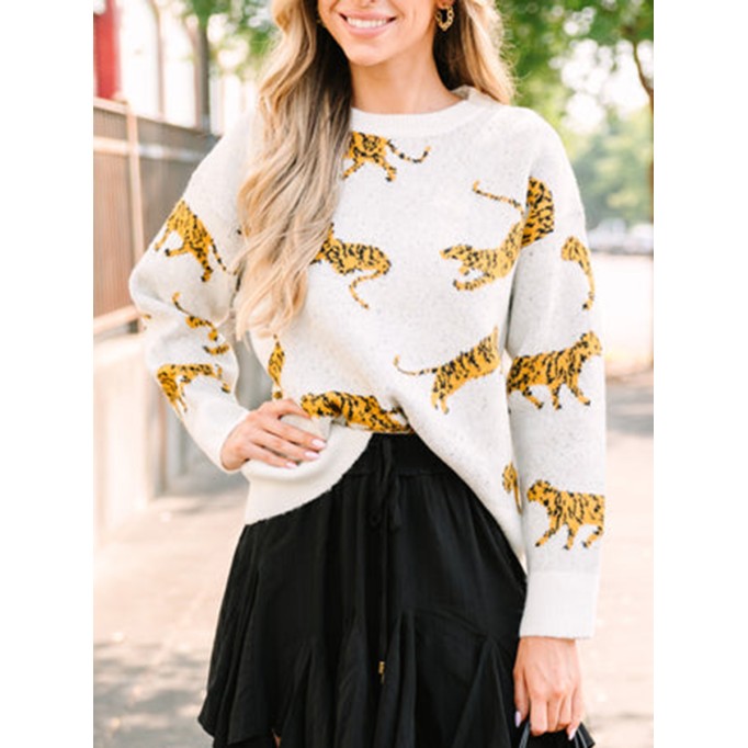 Ivory White Tiger Sweater