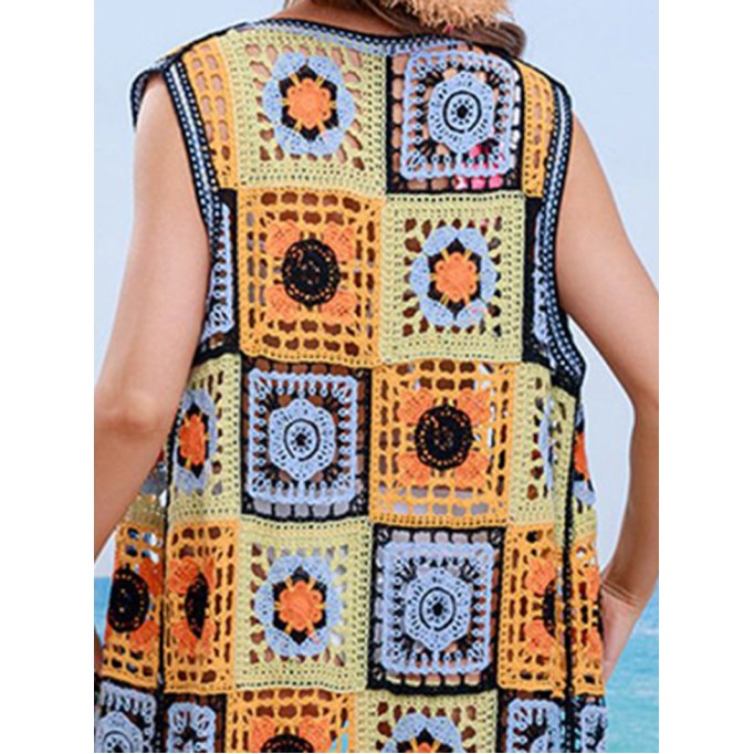 Open Front Sleeveless Cover Up