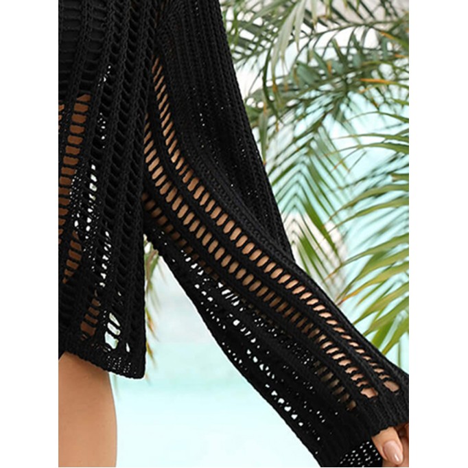 Openwork Flare Sleeve Cropped Cover Up
