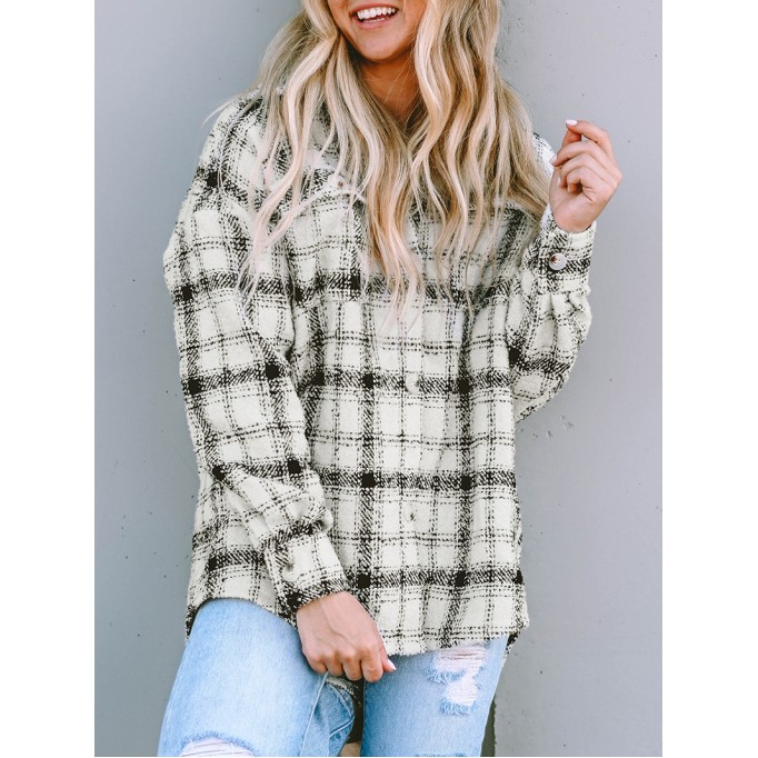 Oversized Plaid Pattern Flannel Shacket