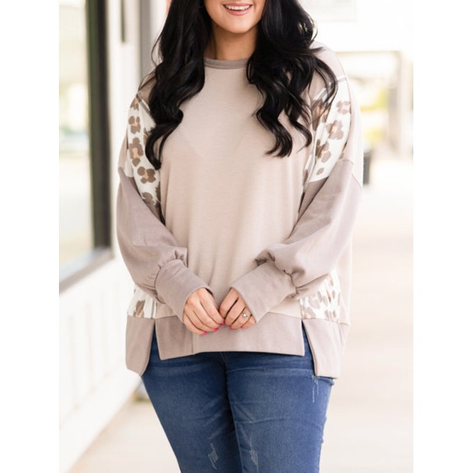 Patched Leopard Pattern Loose Hoodie