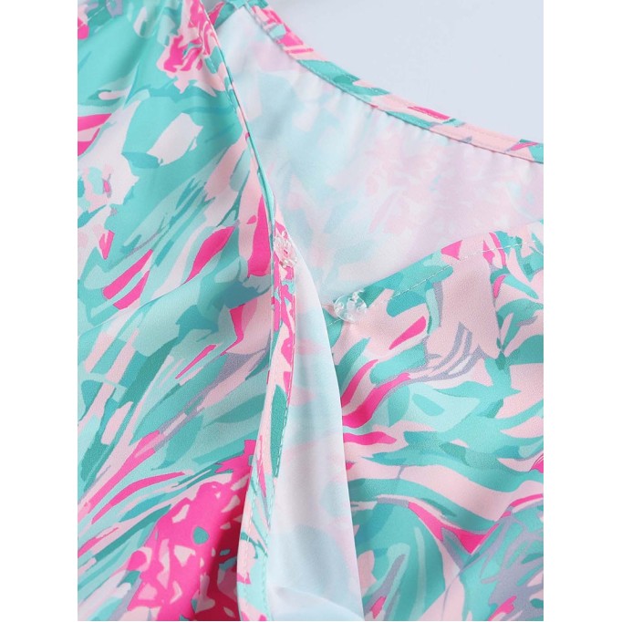 Plant printed suspender jumpsuit