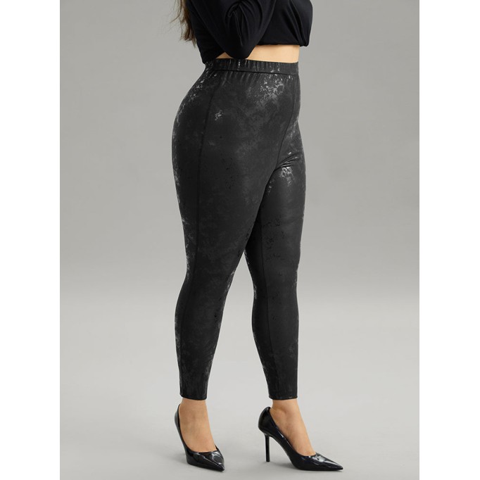 Plus size skinny leather pants for women