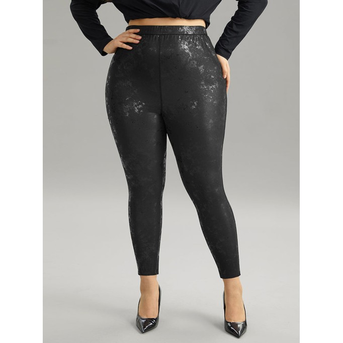 Plus size skinny leather pants for women